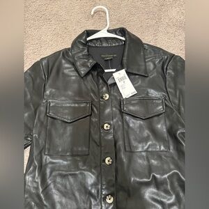 House of Harlow 1960 Black Faux Leather Button Dress